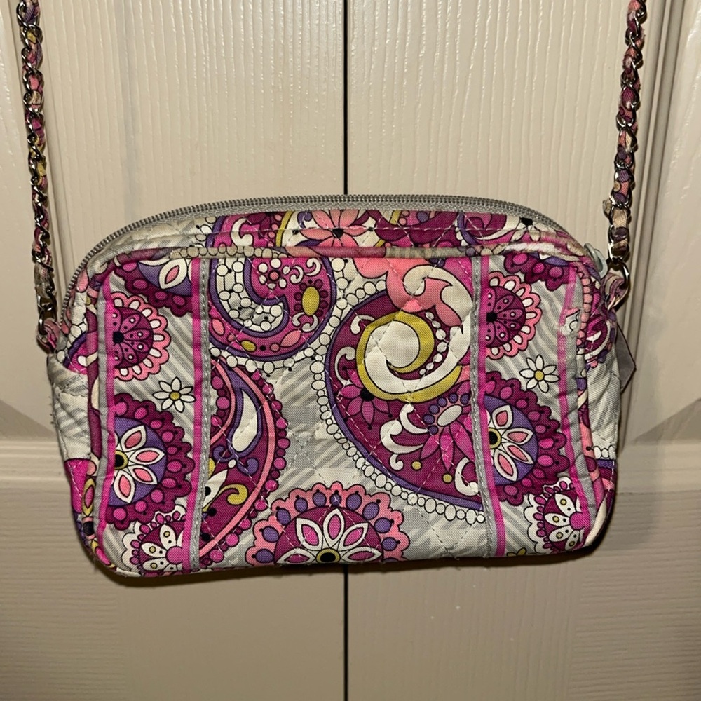 Vera Bradley Pink Paisley Print Mini Chain Crossbody Bag Purse - Picture 3 of 6